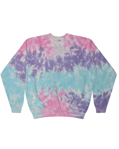 Colortone Unisex Tie-Dyed Fleece Crewneck Sweatshirt. 8100 - Cotton Candy