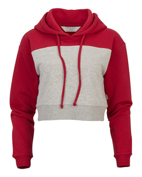 Boxercraft Women's Cropped Fleece Hooded Sweatshirt. BW5404 - Brick Red/ Oxford Heather