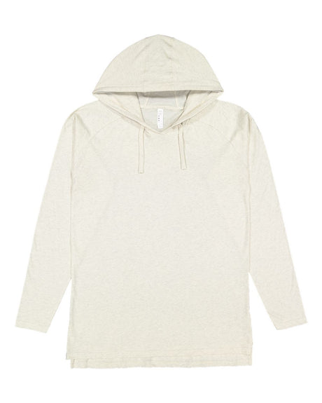 LAT Unisex Fine Jersey Hooded Long Sleeve Raglan Tee. 6917 - Natural Heather