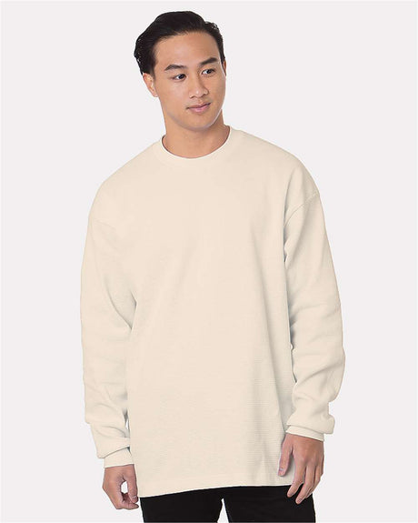 Bayside Men's USA-Made Heavyweight Waffle Knit Thermal. 8205 - Cream
