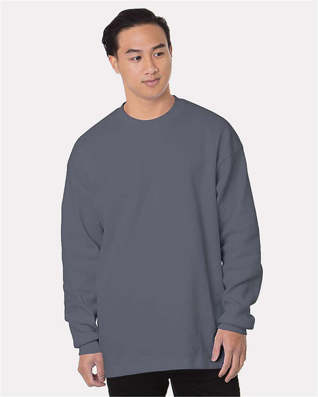 Bayside Men's USA-Made Heavyweight Waffle Knit Thermal. 8205 - Dark Grey