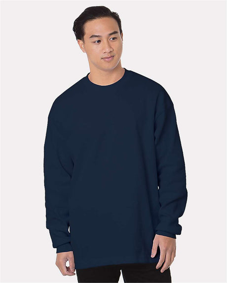 Bayside Men's USA-Made Heavyweight Waffle Knit Thermal. 8205 - Navy