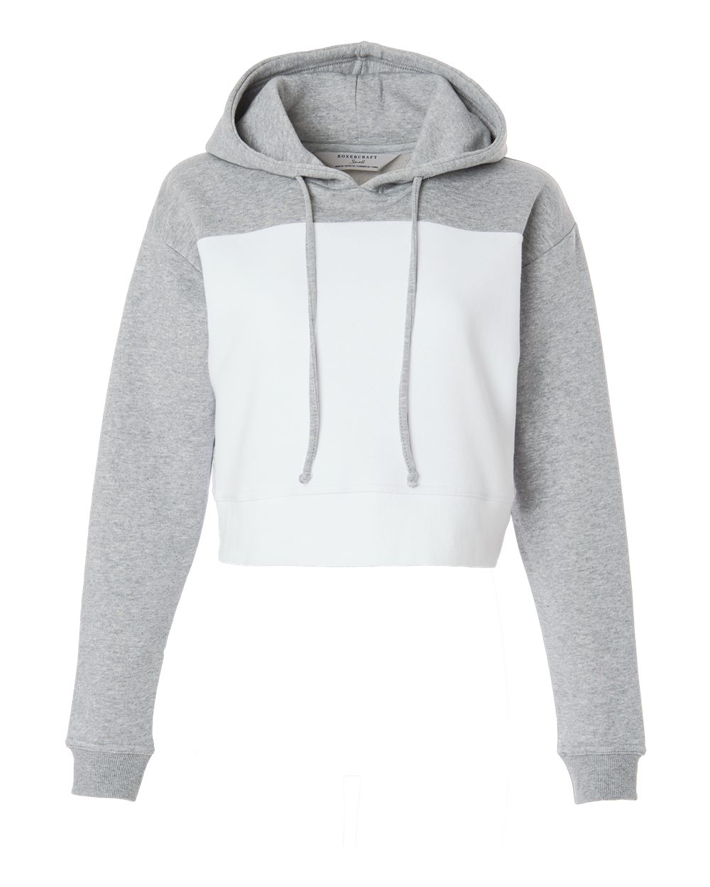 Boxercraft Women's Cropped Fleece Hooded Sweatshirt. BW5404 - White/ Oxford Heather