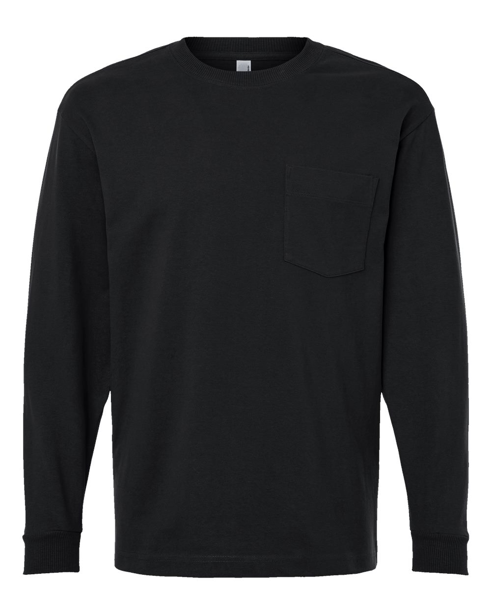 American Apparel Unisex Super Heavyweight Long Sleeve Pocket Tee. 9410 - Black