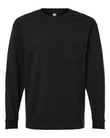 American Apparel Unisex Super Heavyweight Long Sleeve Pocket Tee. 9410 - Black