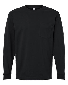 American Apparel Unisex Super Heavyweight Long Sleeve Pocket Tee. 9410 - Black