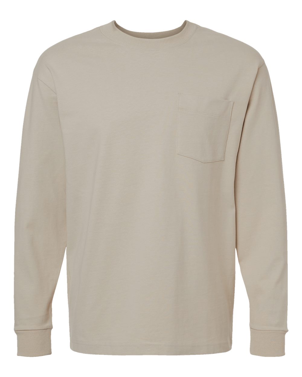 American Apparel Unisex Super Heavyweight Long Sleeve Pocket Tee. 9410 - Bone