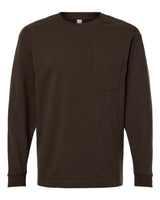 American Apparel Unisex Super Heavyweight Long Sleeve Pocket Tee. 9410 - Brown