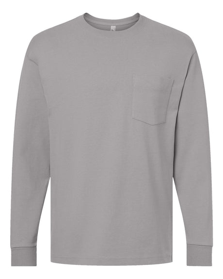 American Apparel Unisex Super Heavyweight Long Sleeve Pocket Tee. 9410 - Gravel