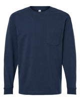 American Apparel Unisex Super Heavyweight Long Sleeve Pocket Tee. 9410 - Sea Blue