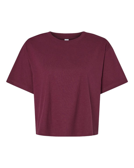 American Apparel Women's Fine Jersey Mid-Length Boxy Tee. 102 - Burgundy