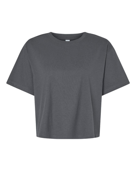 American Apparel Women's Fine Jersey Mid-Length Boxy Tee. 102 - Asphalt