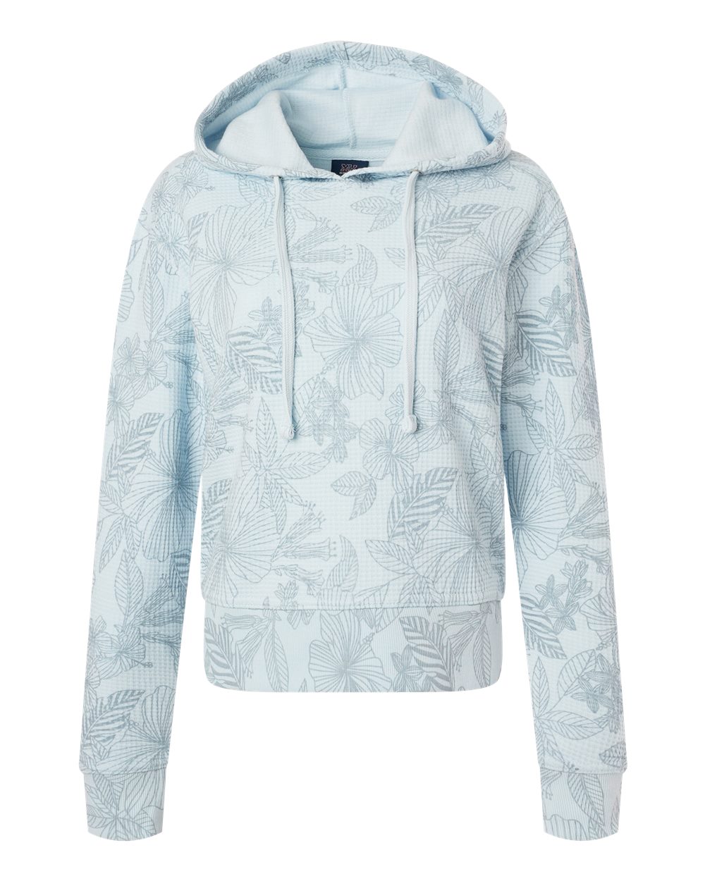 MV Sport Women's Maddie Floral Print Hooded Sweatshirt. W24105 - Arctic Blue