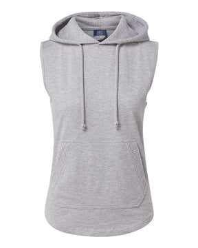 MV Sport Women's Kinsley Sleeveless Hooded Sweatshirt. W24131 - Heather Grey