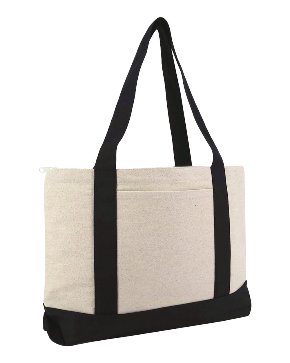 Liberty Bags Large Zippered Cotton Canvas Tote. 8862 - Natural/ Black