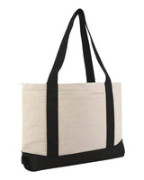 Liberty Bags Large Zippered Cotton Canvas Tote. 8862 - Natural/ Black