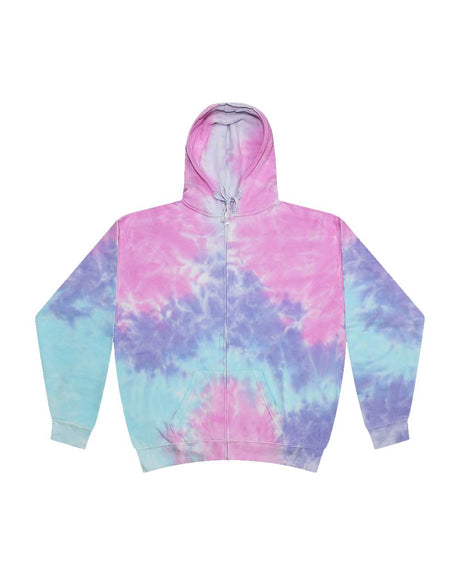 Colortone Unisex Tie-Dyed Full-Zip Hooded Sweatshirt. 8888 - Cotton Candy
