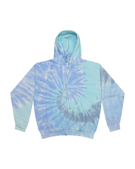 Colortone Unisex Tie-Dyed Full-Zip Hooded Sweatshirt. 8888 - Lagoon
