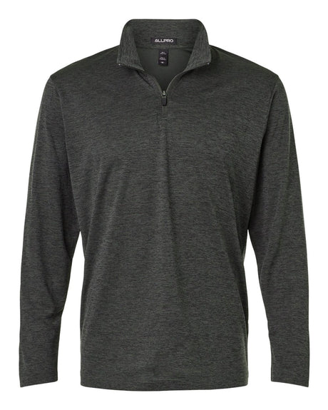 AllPro Men's Pro-Lock Performance Mélange Quarter-Zip Pullover. 4HM700 - Black Melange