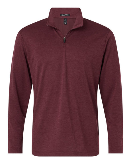 AllPro Men's Pro-Lock Performance Mélange Quarter-Zip Pullover. 4HM700 - Maroon Melange