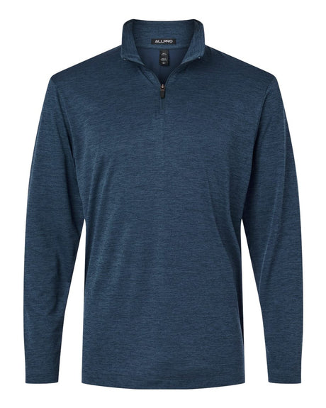 AllPro Men's Pro-Lock Performance Mélange Quarter-Zip Pullover. 4HM700 - Navy Melange