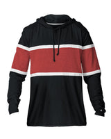 Badger Unisex United Hooded Long Sleeve T-Shirt. 4981 - Black/ Red/ White
