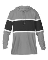 Badger Unisex United Hooded Long Sleeve T-Shirt. 4981 - Oxford/ Black/ White
