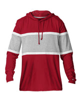 Badger Unisex United Hooded Long Sleeve T-Shirt. 4981 - Red/ Oxford/ White