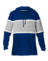 Badger Unisex United Hooded Long Sleeve T-Shirt. 4981 - Royal/ Oxford/ White