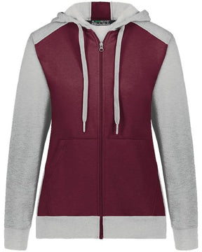 Augusta Sportswear Women's Eco Revive™ Three-Season Triblend Fleece Full-Zip Hooded Sweatshirt. 6901