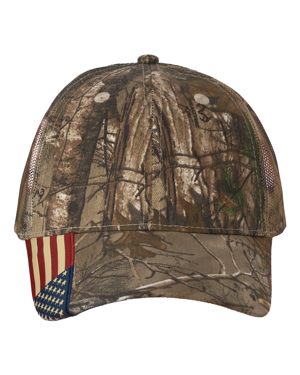 Kati Camo Woven USA Flag Mesh Cap. LC350M - Xtra/ Xtra/ USA Flag Mesh
