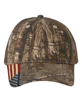 Kati Camo Woven USA Flag Mesh Cap. LC350M - Xtra/ Xtra/ USA Flag Mesh