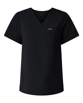 Jaanuu Women's Rhena Essential 1-Pocket Scrub V-Neck Top. W10001 - Black