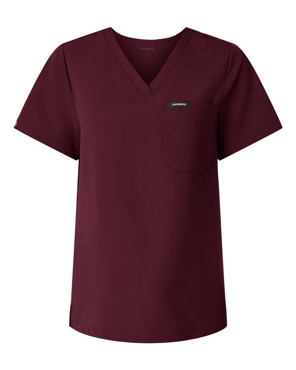 Jaanuu Women's Rhena Essential 1-Pocket Scrub V-Neck Top. W10001 - Burgundy