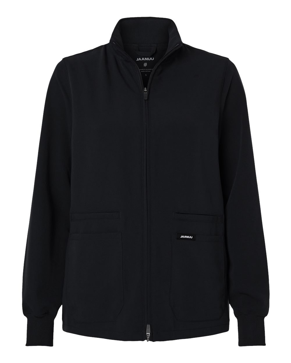 Jaanuu Women's Ceri Essential Full-Zip 6-Pocket Scrub Jacket. W60001 - Black
