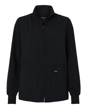 Jaanuu Women's Ceri Essential Full-Zip 6-Pocket Scrub Jacket. W60001 - Black