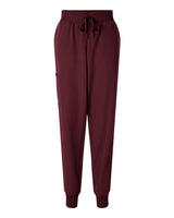 Jaanuu Women's Petite Sizes Silex Knit-Waist Scrub Joggers. W20003P - Burgundy