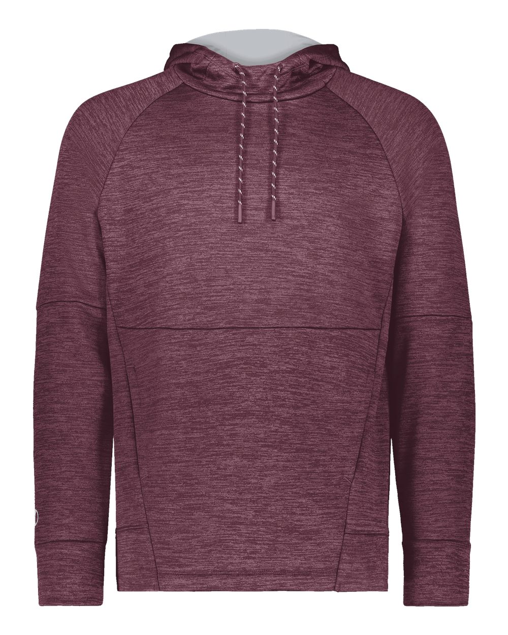 Holloway Men's All-Pro Performance Fleece Hooded Sweatshirt. 223580 - Maroon Heather/ Silver