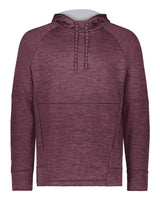 Holloway Men's All-Pro Performance Fleece Hooded Sweatshirt. 223580 - Maroon Heather/ Silver