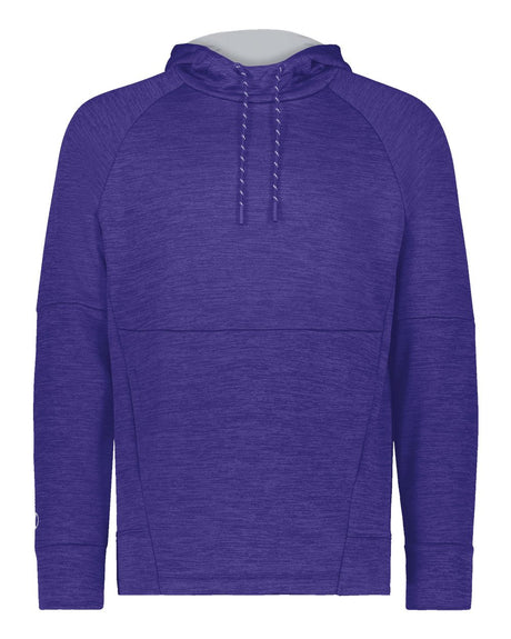 Holloway Men's All-Pro Performance Fleece Hooded Sweatshirt. 223580 - Purple Heather/ Silver