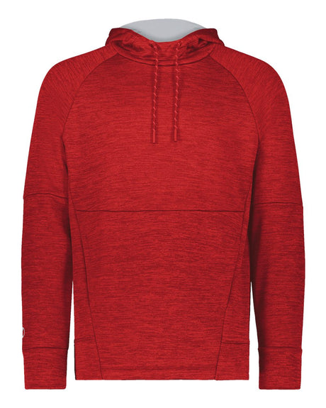 Holloway Men's All-Pro Performance Fleece Hooded Sweatshirt. 223580 - Scarlet Heather/ Silver