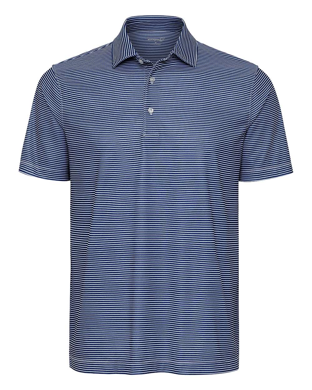 Paragon Men's Aiken Striped Polo. 155 - Navy Heather/ White