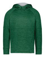 Holloway Youth All-Pro Performance Fleece Hooded Sweatshirt. 223680 - Dark Green Heather/ Silver