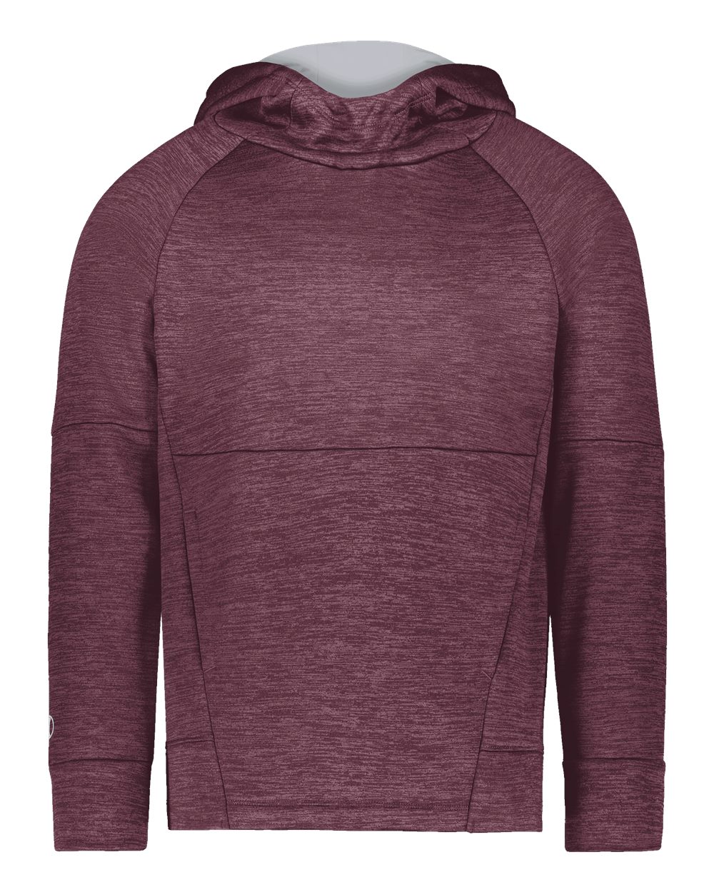 Holloway Youth All-Pro Performance Fleece Hooded Sweatshirt. 223680 - Maroon Heather/ Silver