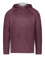 Holloway Youth All-Pro Performance Fleece Hooded Sweatshirt. 223680 - Maroon Heather/ Silver