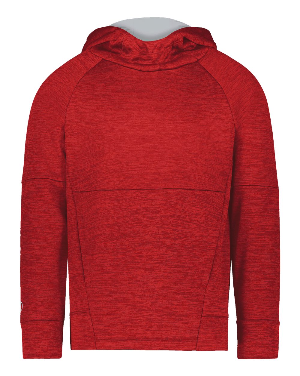 Holloway Youth All-Pro Performance Fleece Hooded Sweatshirt. 223680 - Scarlet Heather/ Silver