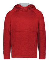 Holloway Youth All-Pro Performance Fleece Hooded Sweatshirt. 223680 - Scarlet Heather/ Silver