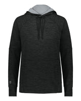 Holloway Women's All-Pro Performance Fleece Hooded Sweatshirt. 223780 - Black Heather/ Silver