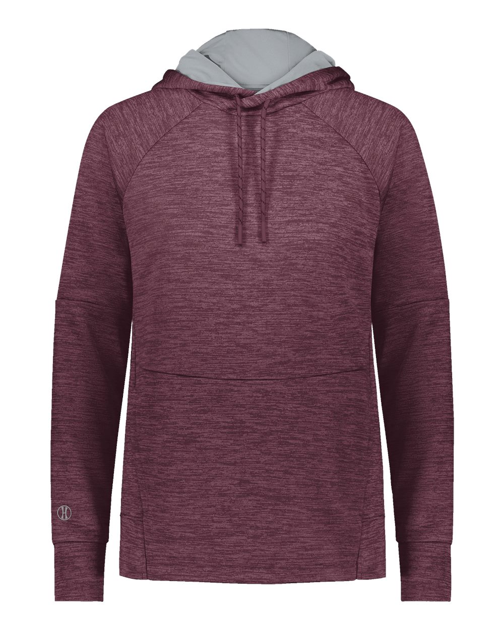 Holloway Women's All-Pro Performance Fleece Hooded Sweatshirt. 223780 - Maroon Heather/ Silver