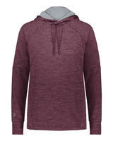 Holloway Women's All-Pro Performance Fleece Hooded Sweatshirt. 223780 - Maroon Heather/ Silver